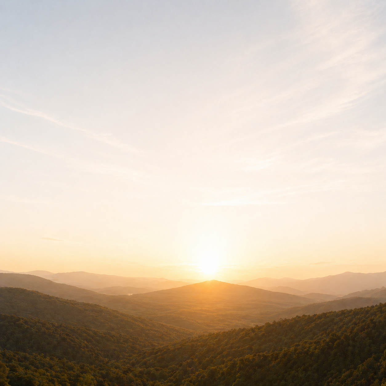 Misty mountains at sunrise
